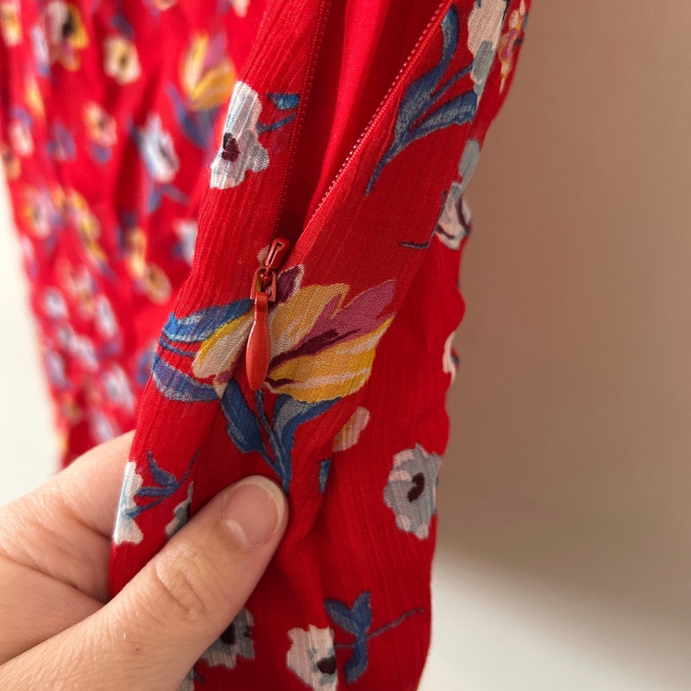 Zapa Paris Red Floral Silk Blend Wrap Mini Dress Size 38 - Picture 12 of 14